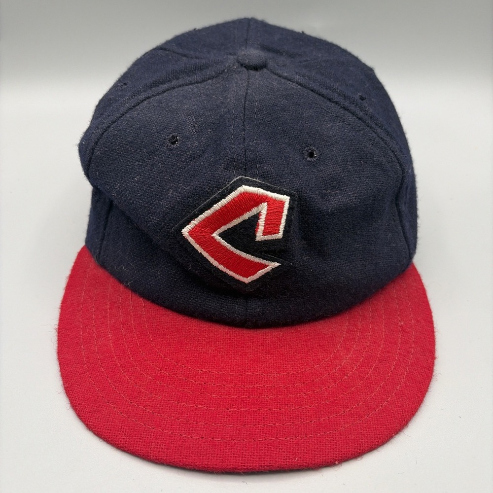 Vintage Cleveland Indians New Era Hat Fitted Cap L 70s baseball MLB Wool WPL 476